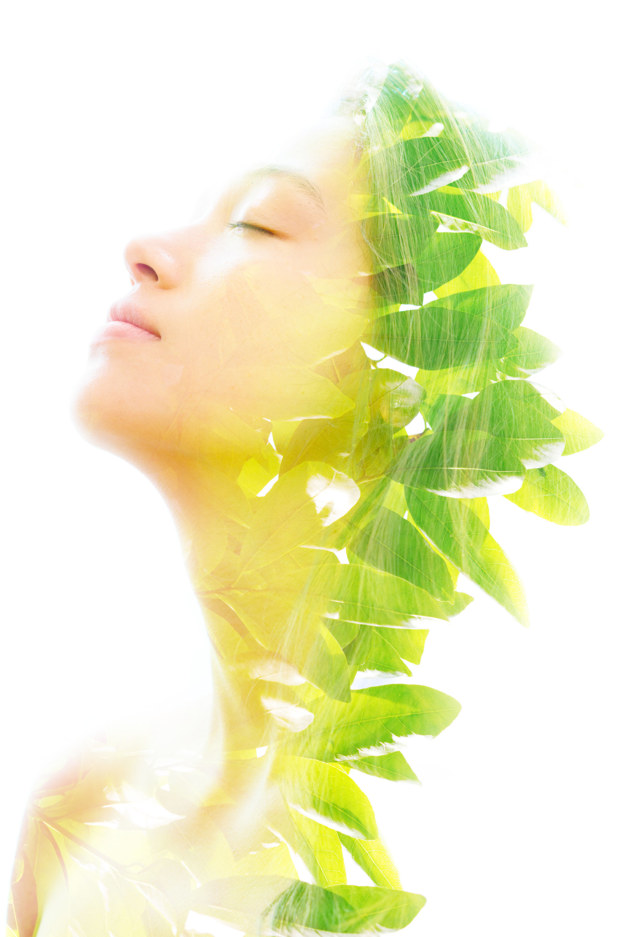 lady with green leafs lady with green leafs